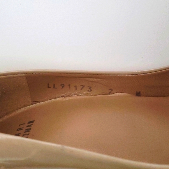 Stuart Weitzman Nude Shimmer Stilettoes Round Open Toe Heels 7 - Picture 11 of 16